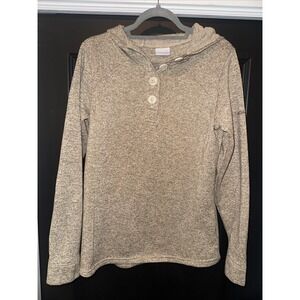 COLUMBIA  Hoodie Women's Large Melange Pattern Half Button Closure Long Sleeve‎